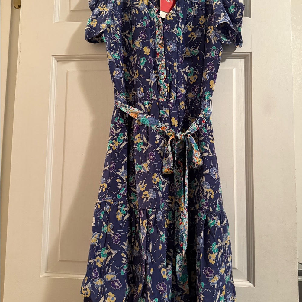 NWT ModCloth Maison Derhy Floral Blue Dress with Belt